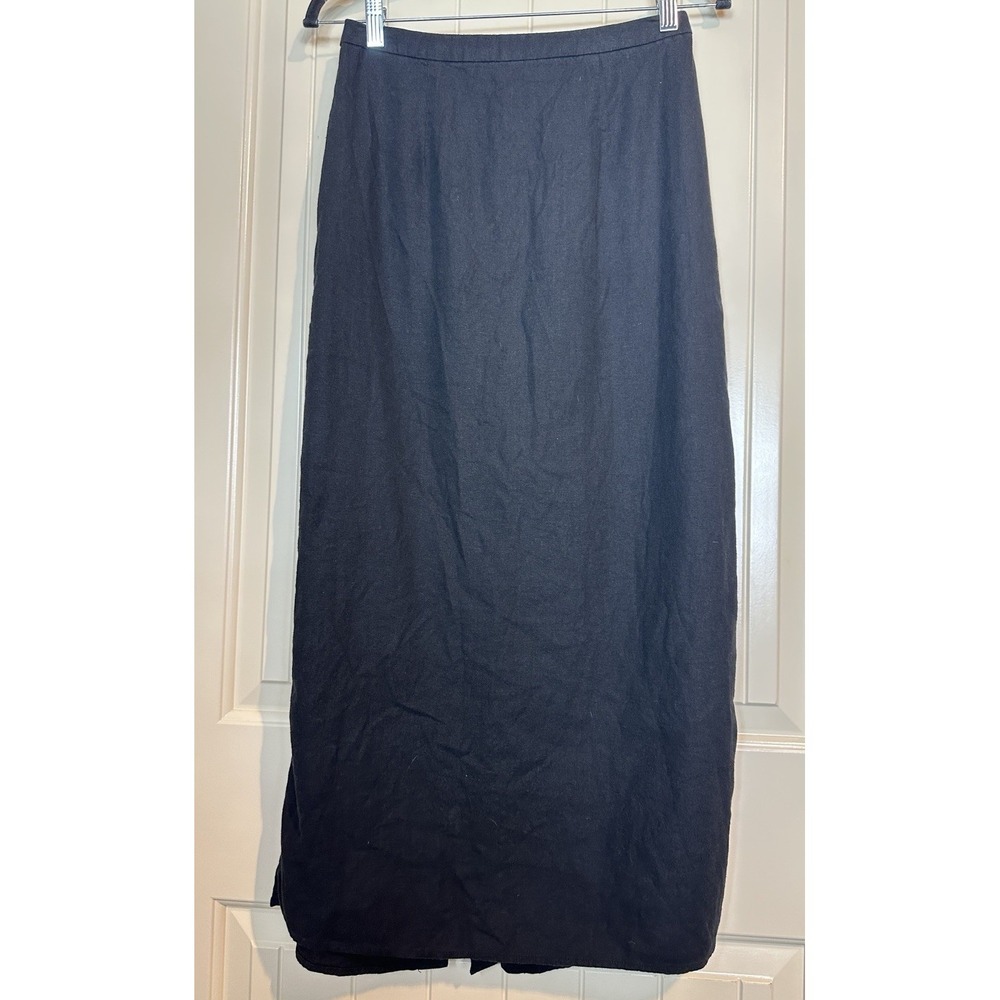 Old Navy Linen Column Straight Maxi Skirt Black Sz S beach boho resort cruise